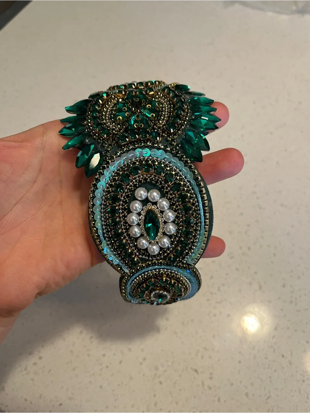Crystals and faux Pearls Embellished Statement Headband